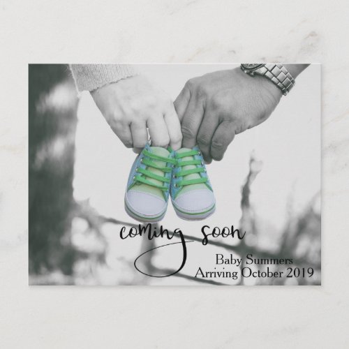 Pregnancy Child Coming Soon Announcement Shoes Postcard