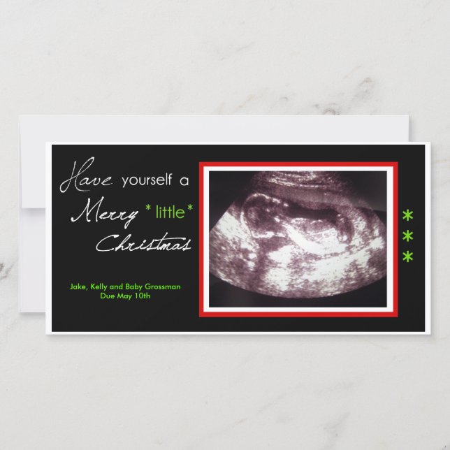 Pregnancy Christmas Card- Ultrasound Photo Holiday Card (Front)