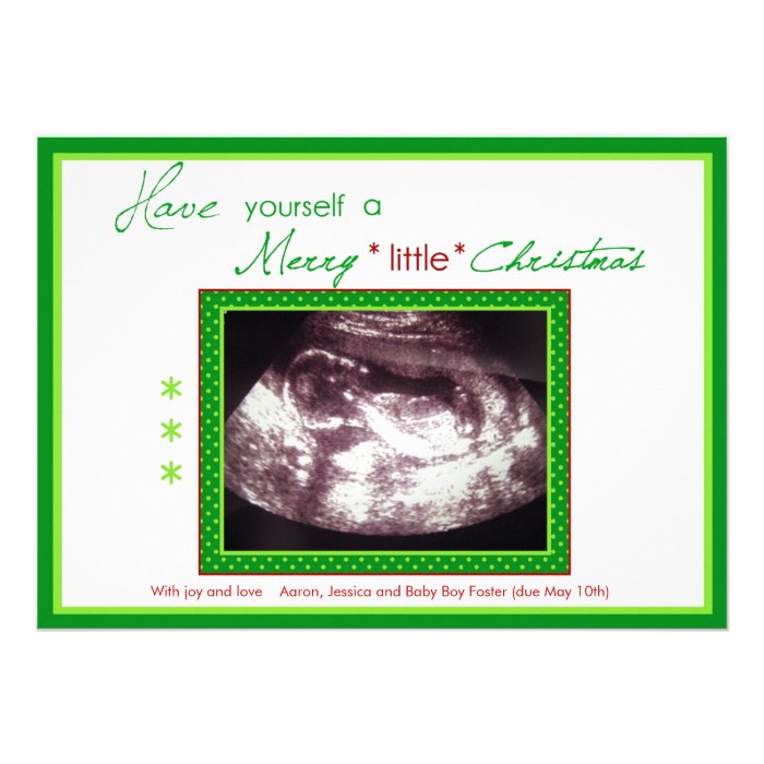 Pregnancy Christmas Card  Ultrasound Photo Custom Invite