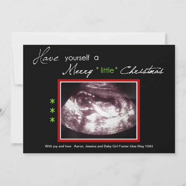 Pregnancy Christmas Card- Ultrasound Photo Invitation (Front)