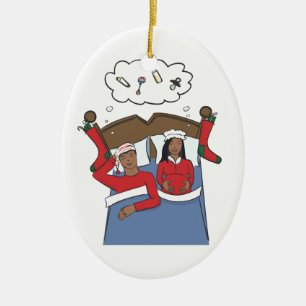Pregnancy Christmas Ornament- African American Ceramic Ornament