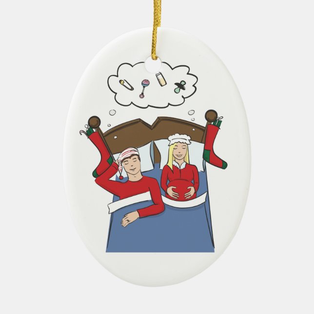 Pregnancy Christmas Ornament Silent Nights Blonde (Front)