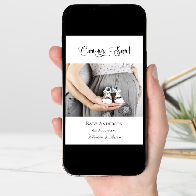 Pregnancy coming soon pregnant baby photo announcement (Front Digital)