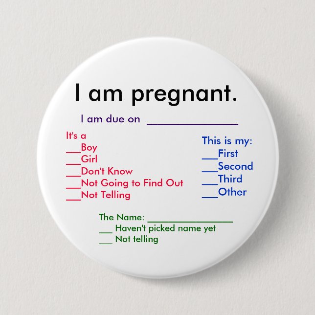 Pregnancy Details Pinback Button (Front)