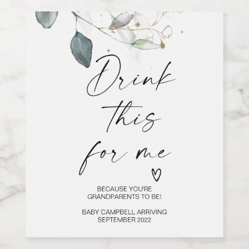 Pregnancy Drink This For Me Baby Announcement Wine Label | Zazzle