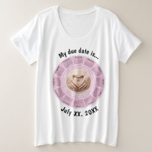 Pregnancy Due Date Pink Plus Size T-Shirt