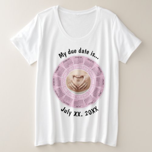 Pregnancy Due Date Pink Plus Size T_Shirt