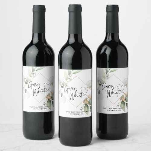 Pregnancy Guess What Baby Reveal Eucalyptus Wine Label