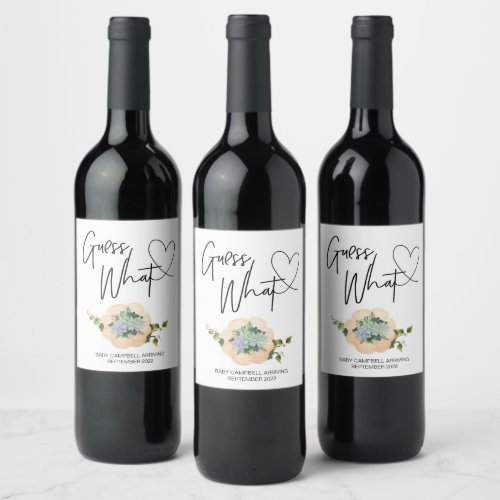 Pregnancy Guess What Baby Reveal Thanksgiving Fall Wine Label