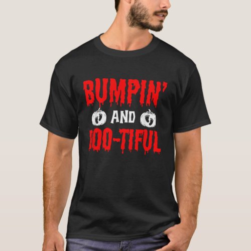 Pregnancy Halloween Pumpkin Bump Bone Maternity Mo T_Shirt