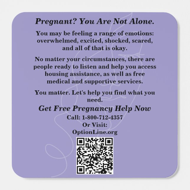 Pregnancy Help OptionLine Square Sticker (Single)