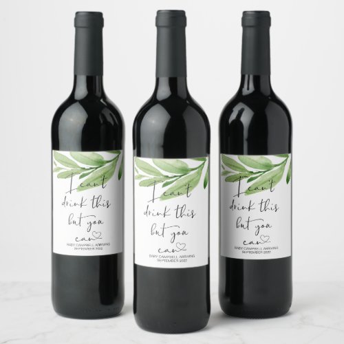 Pregnancy I Cant Drink This Baby Reveal Cute Wine Label