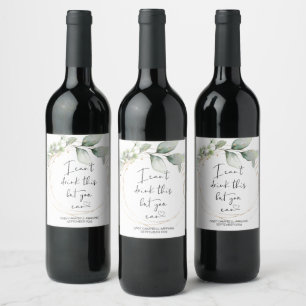 Pregnancy I Can't Drink This Baby Reveal Greenery Wine Label