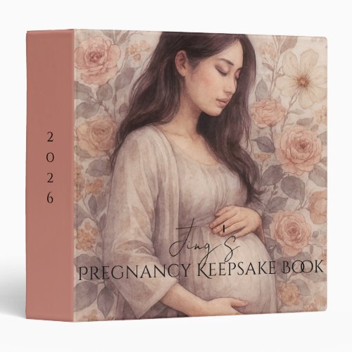 Pregnancy Keepsake Binder, Asian Pregnant Woman 3 Ring Binder
