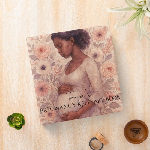 Pregnancy Keepsake Binder, Black Pregnant Woman 3 Ring Binder