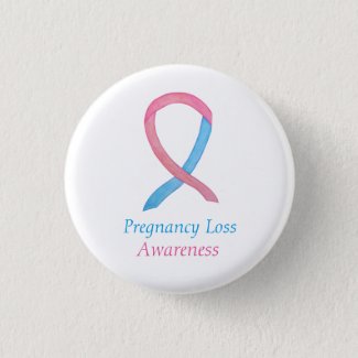 Pregnancy Loss Awareness Ribbon Art Button Pins
