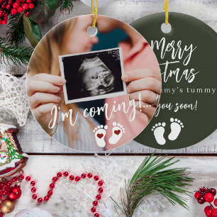 Pregnancy Merry Christmas baby ultrasound photo Ceramic Ornament