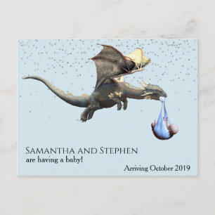 Pregnancy New Baby Arrival Dragon Stork Postcard