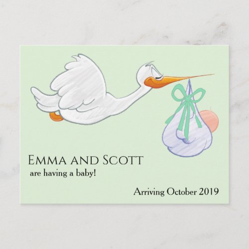 Pregnancy New Baby Arrival Stork Cute Postcard