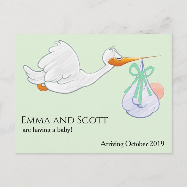 Pregnancy New Baby Arrival Stork Cute Postcard (Front)