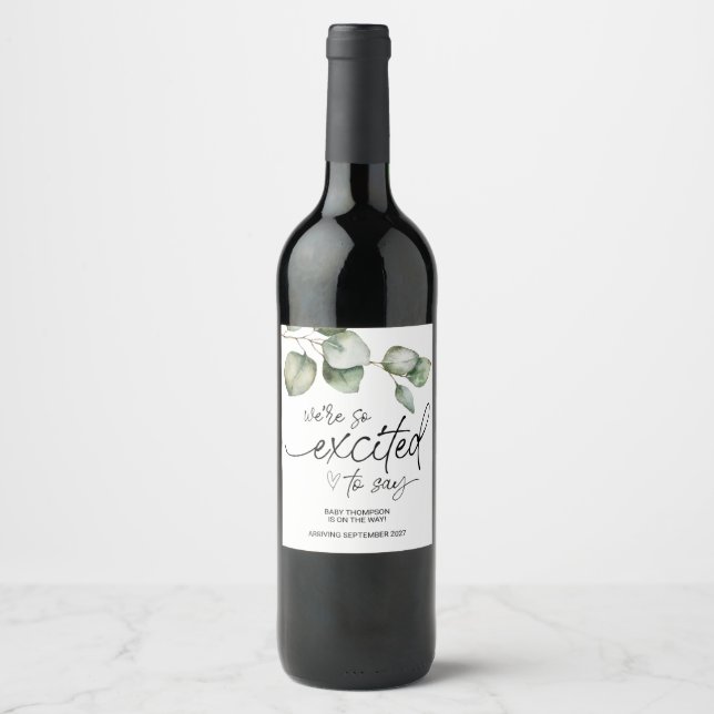 Pregnancy New Baby on Way Announcement Mom to Be W Wine Label (Front)