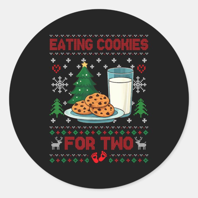 Pregnancy New Mom Baby Pregnant Christmas Couples  Classic Round Sticker (Front)