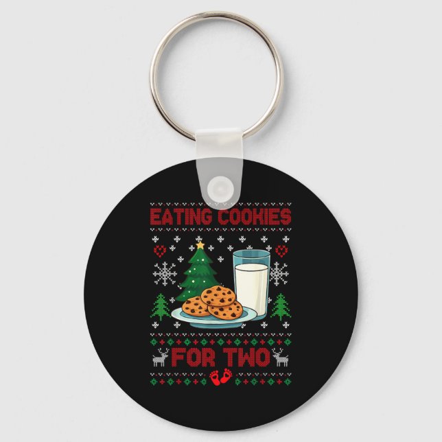 Pregnancy New Mom Baby Pregnant Christmas Couples  Keychain (Front)