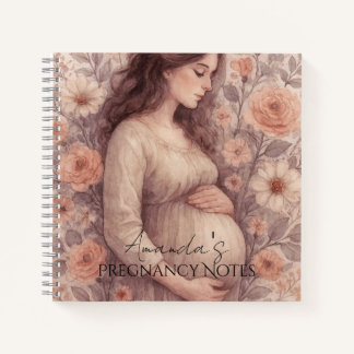 Pregnancy Notes, White Pregnant Woman Notebook
