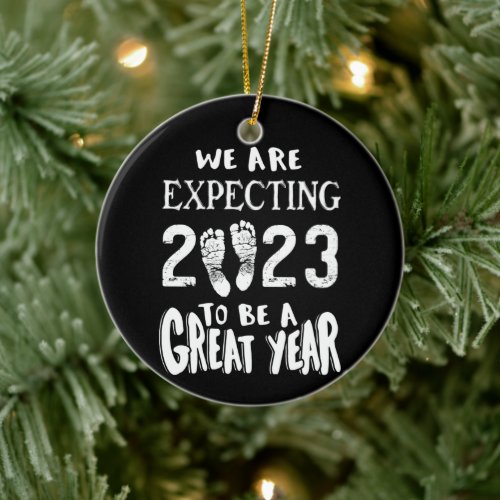 Pregnancy or Gender Reveal We Are Expecting 2023 Ceramic Ornament