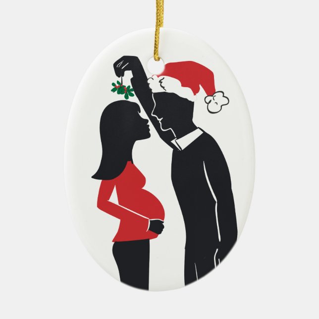 Pregnancy Ornament Mommy Kissing (Front)