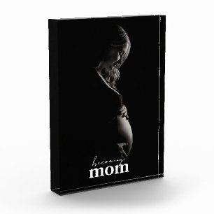 Pregnancy Photo Block Gift Modern Becoming Mom