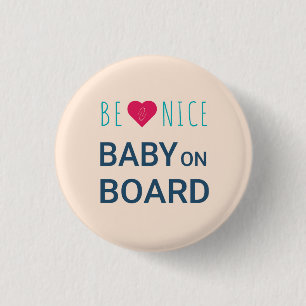 Pregnancy Pink and Blue Baby on Board Pin Button