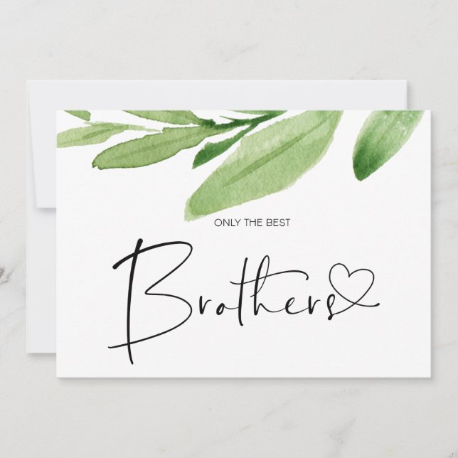 Pregnancy Reveal Brother New Baby Greenery Card (Front)