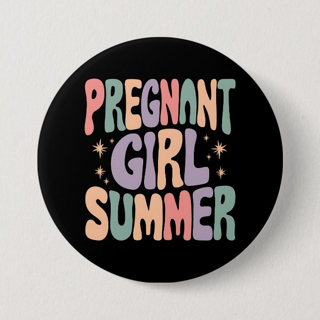 Pregnancy Reveal Pregnant Girl Summer Baby Shower  Button (Front)