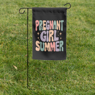 Pregnancy Reveal Pregnant Girl Summer Baby Shower Garden Flag