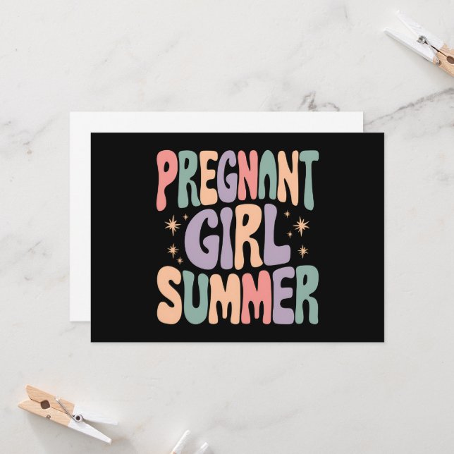 Pregnancy Reveal Pregnant Girl Summer Baby Shower  Invitation (Front/Back In Situ)