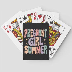 Pregnancy Reveal Pregnant Girl Summer Baby Shower Poker Cards