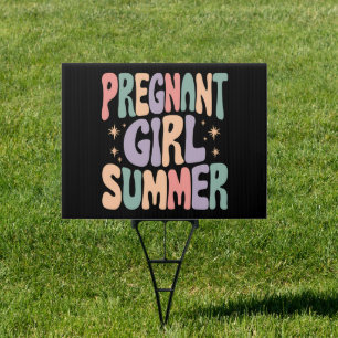 Pregnancy Reveal Pregnant Girl Summer Baby Shower Sign
