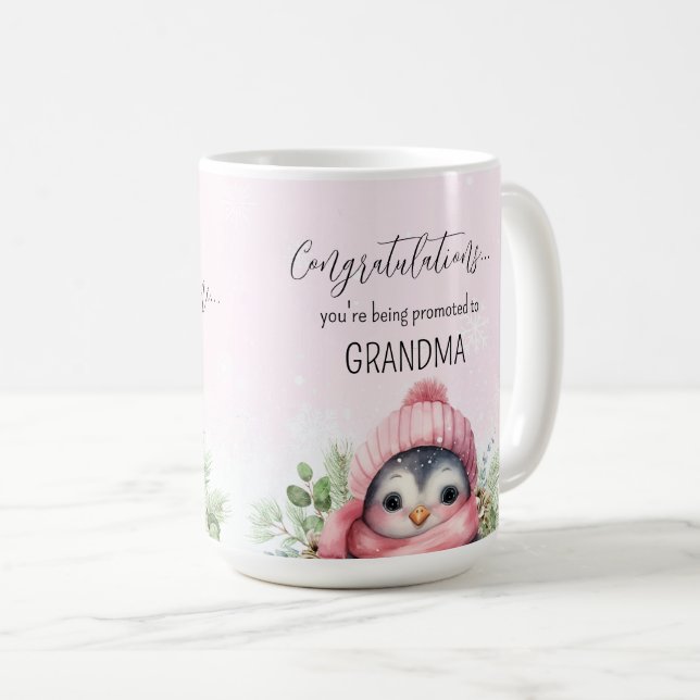 Pregnancy Reveal Promoted to Grandma Baby Girl Coffee Mug (Front Right)