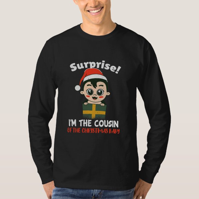 Pregnancy Reveal Surprise Christmas Baby Reveal T-Shirt (Front)