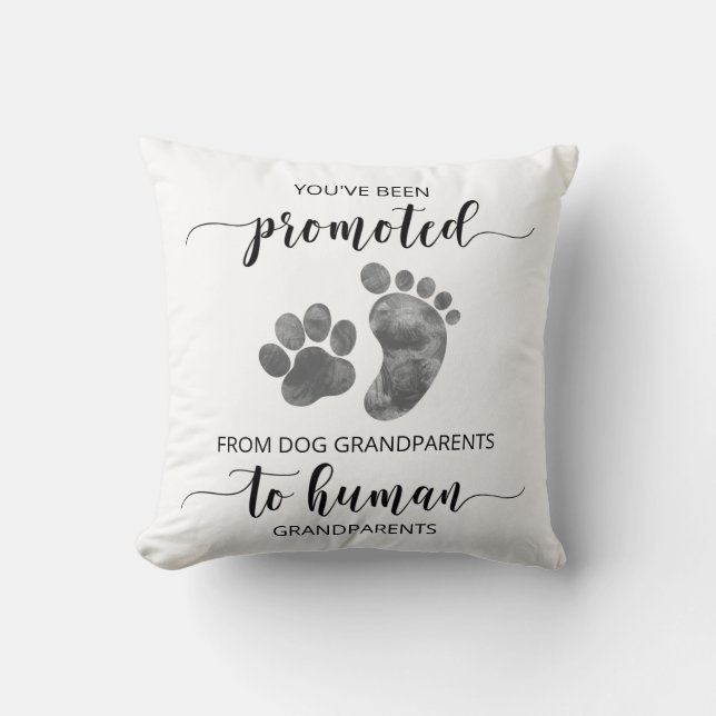 Pregnancy Reveal to Dog Grandparents Throw Pillow (Front)