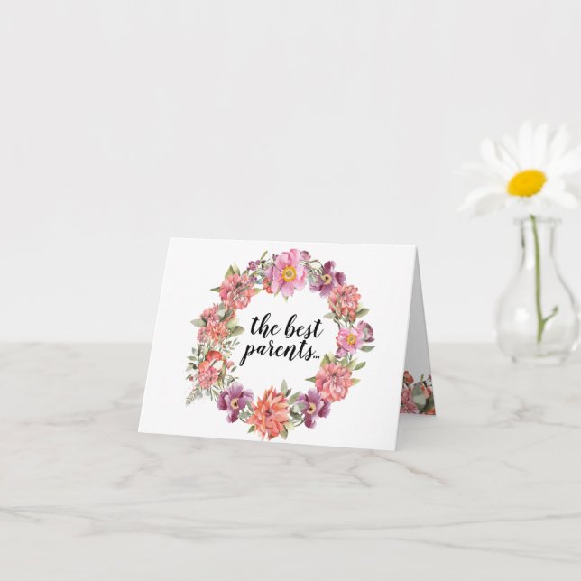 Pregnancy Reveal to Parents Rose Watercolor Card (Small Plant)