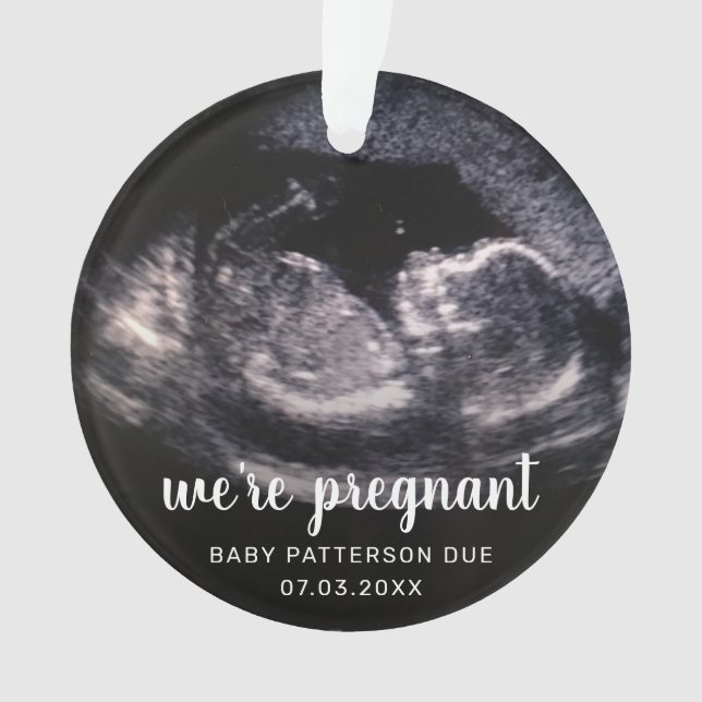 Pregnancy Reveal Ultrasound Sonogram Photo Ornament (Front)