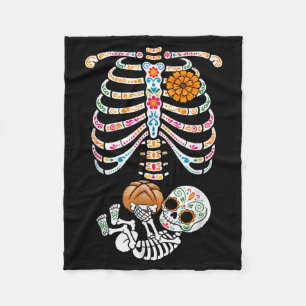 Pregnancy Skeleton Dia De Los Muertos Mexican Bell Fleece Blanket