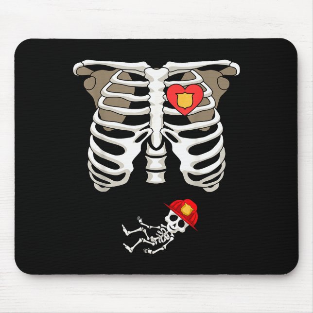 Pregnancy Skeleton Rib Funny Firefighter Bump Shir Mouse Pad (Front)