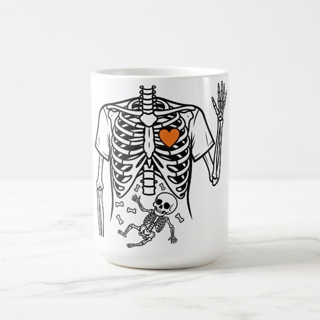 Pregnancy Skeleton with Baby Bones- Funny Hallowen Coffee Mug (Center)