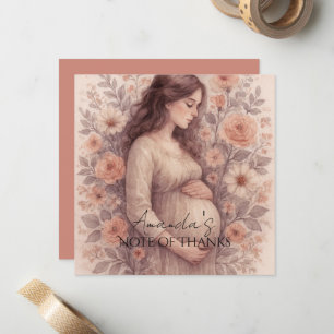 Pregnancy Thank You Card, White Pregnant Woman Note Card