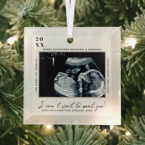 Pregnancy Ultrasound Photo  Merry Christmas Glass Ornament