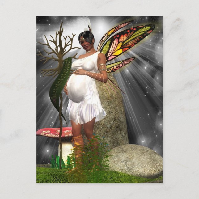 Pregnant African American Fairy Postcard (Front)