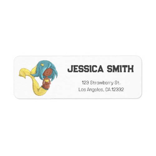 Pregnant African American Mermaid Return Address Label